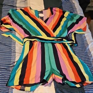 NWT En Creme Colorful Striped Romper